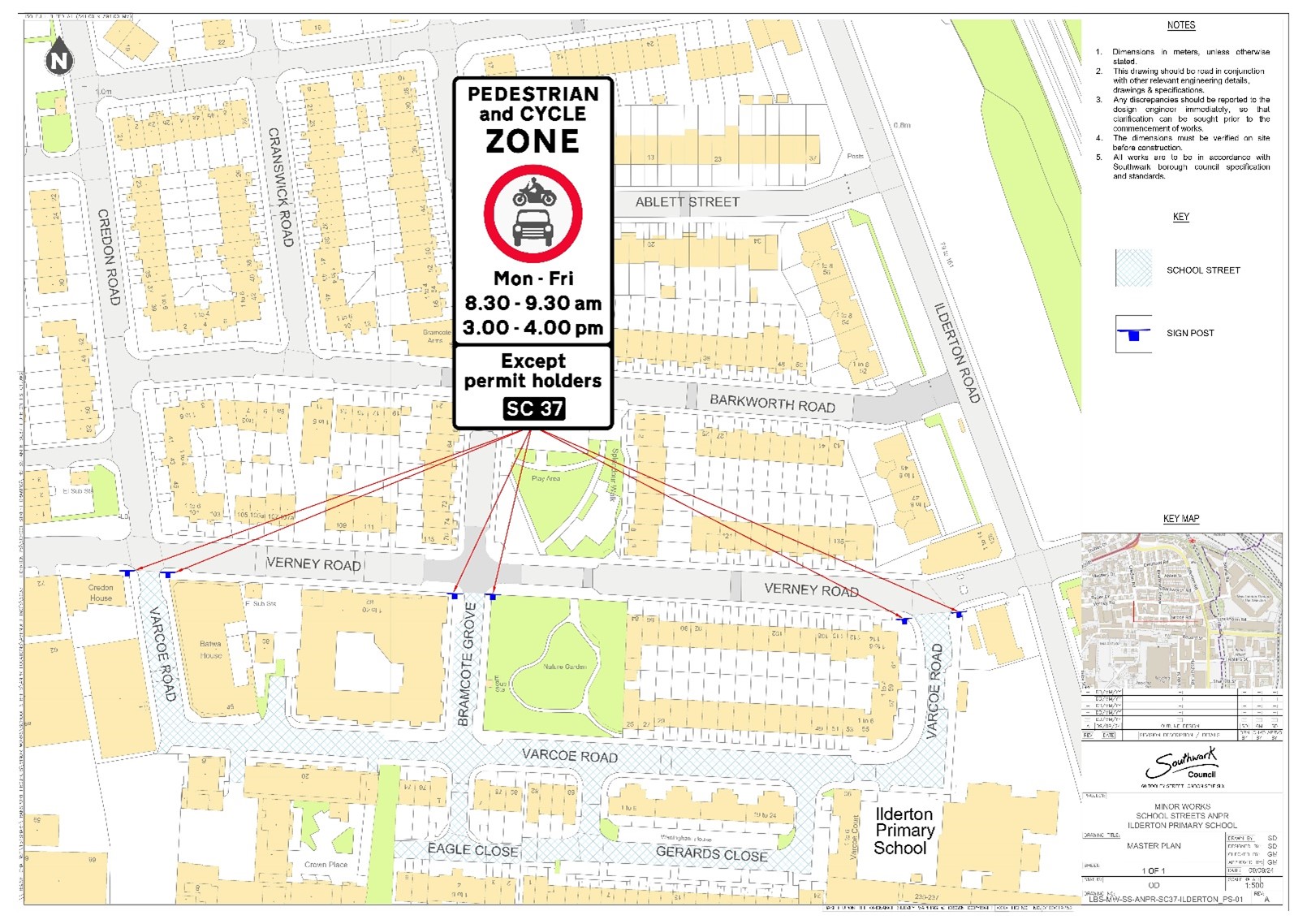 plan of the proposed school street scheme