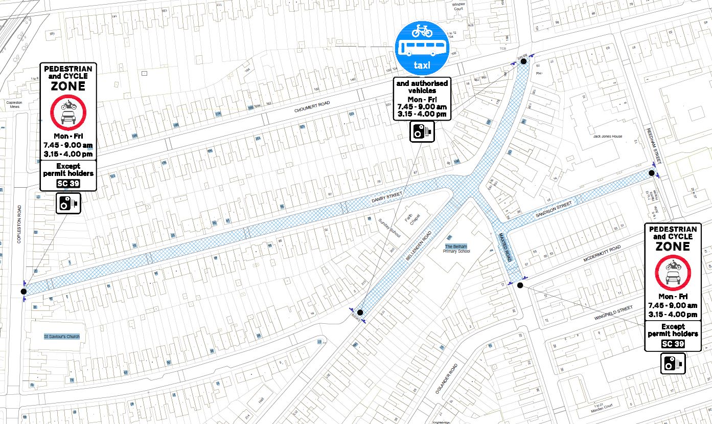 Plan of proposed school street area