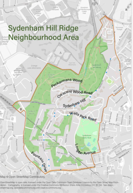 Map of the Sydenham Hill Neighbourhood Area