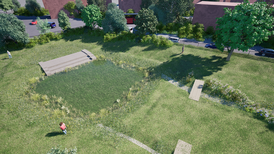 Detention pond (when wet)