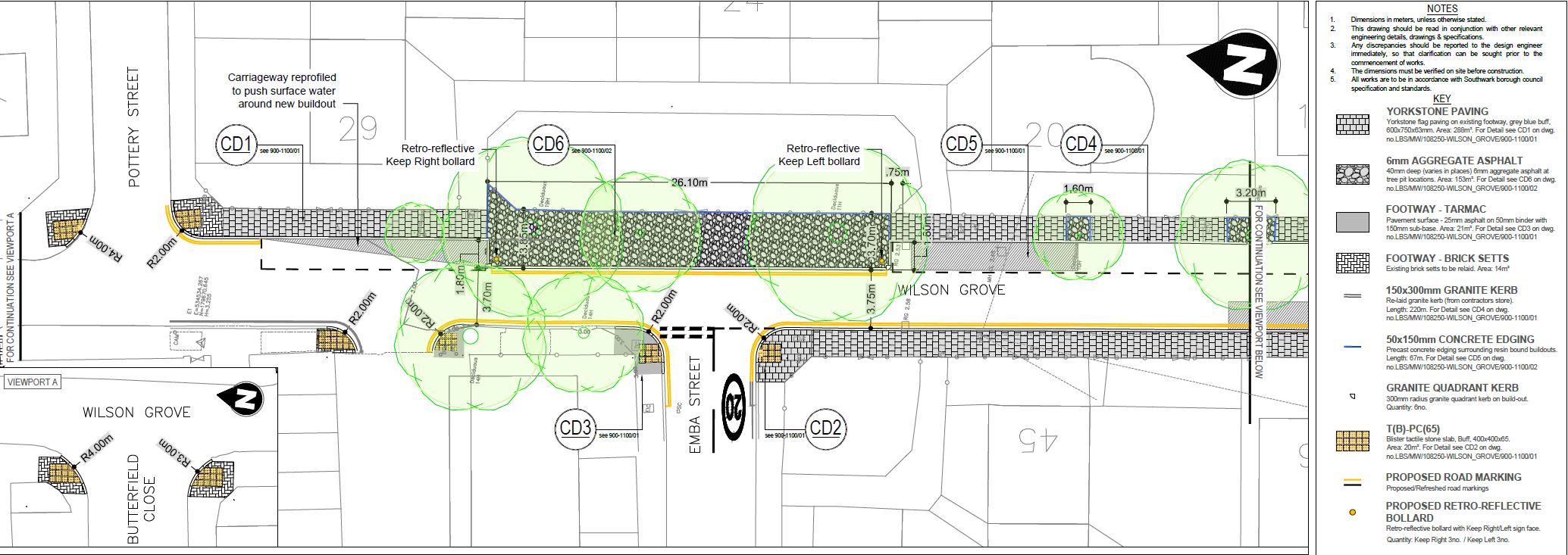 Wilson Grove diagram, with junctions of Emba Street and Pottery Street