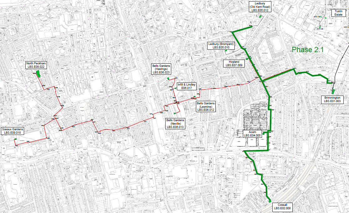 SELCHP DHN extension Phase 2.1 route