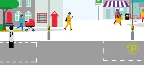 street with EV parking
