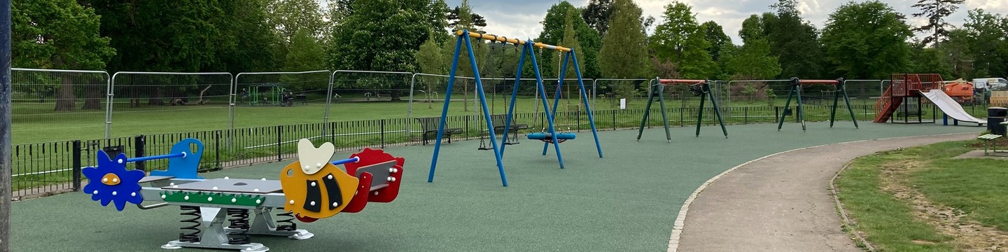 The recently resurfaced area with new inclusive seesaw
