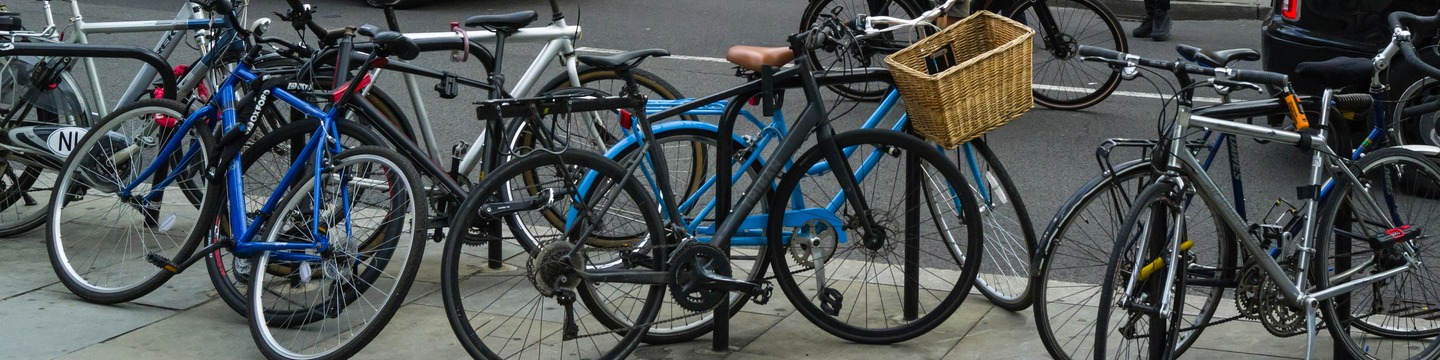 bikes parked by a road