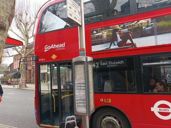 bus at a stop