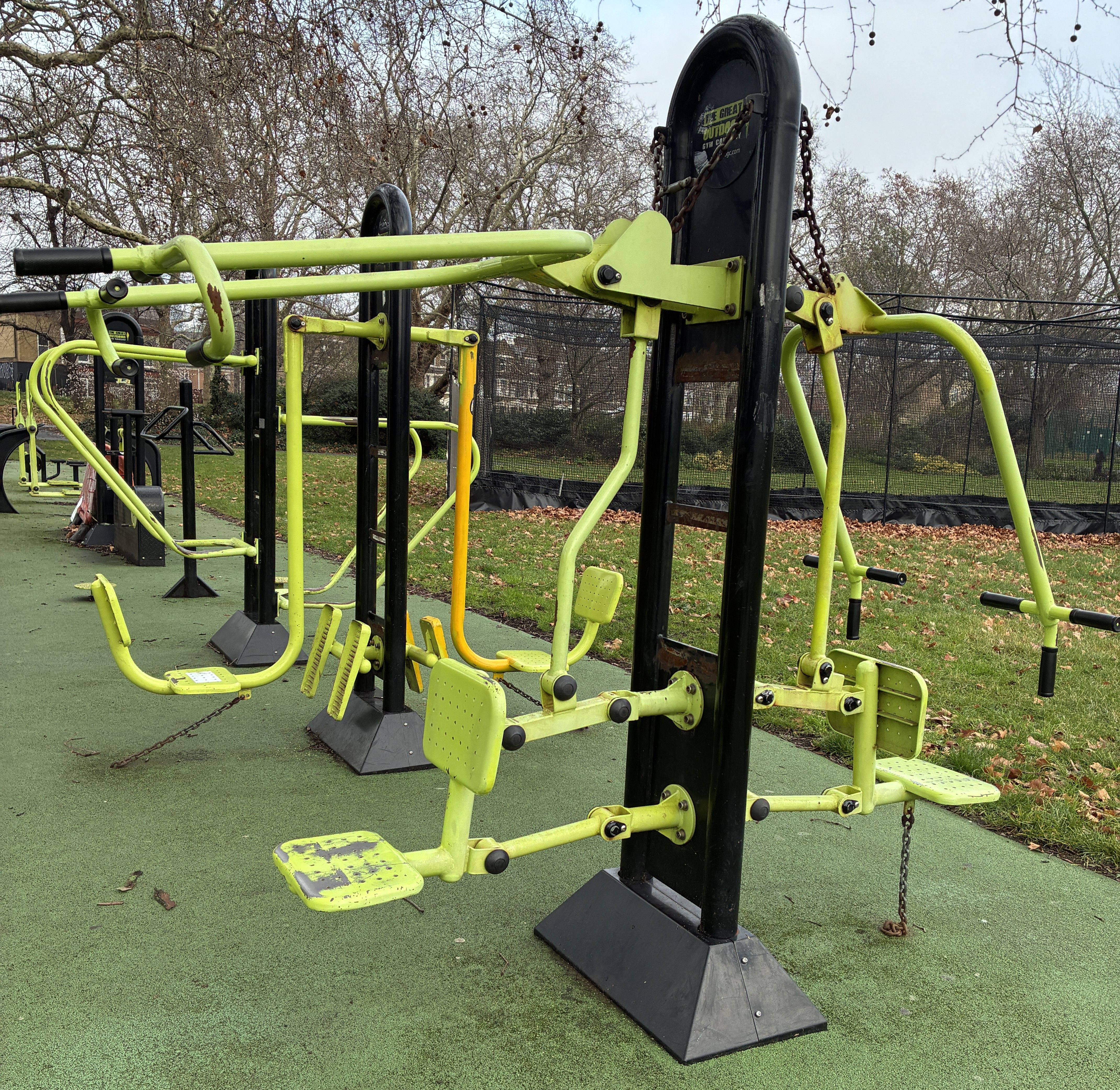 Existing outdoor gym equipment in Southwark Park