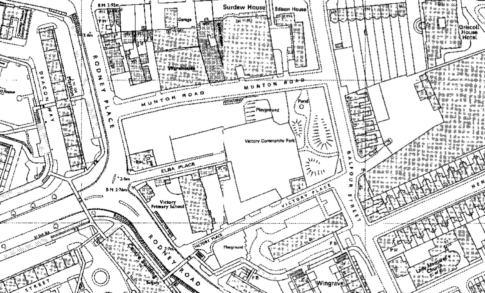 1977 map of Victory Park and surrounding streets